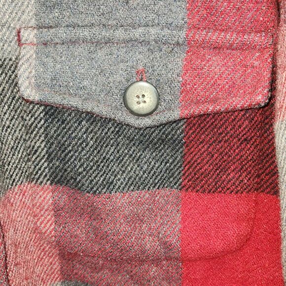 Field FG Gear Red Gray Wool Shirt Men S Long Sleeve Button-Up - Picture 5 of 9